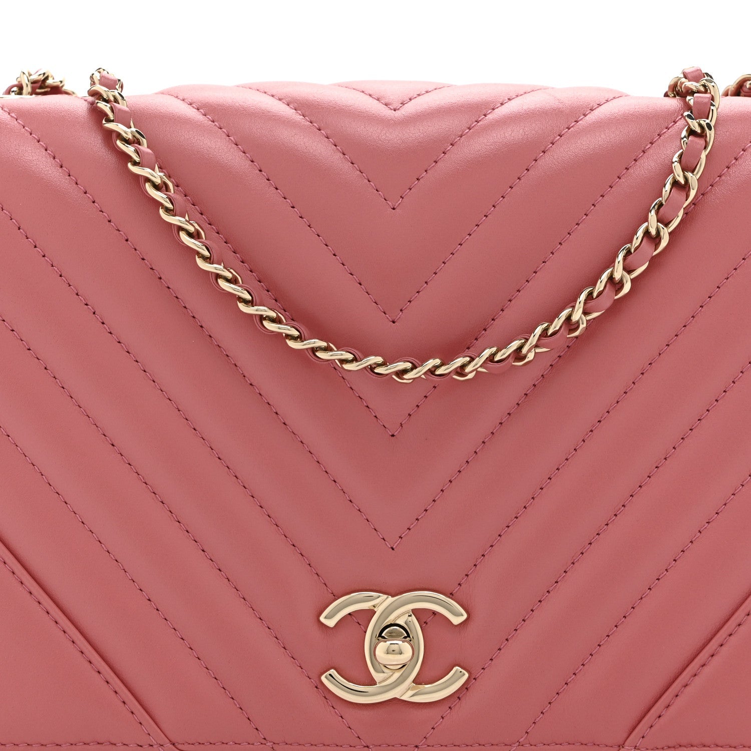 Chanel Calfskin Chevron Quilted Small Statement Flap Pink