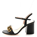 Gucci Lifford Calfskin GG Marmont Ankle Wrap 75mm Sandals 35 Black