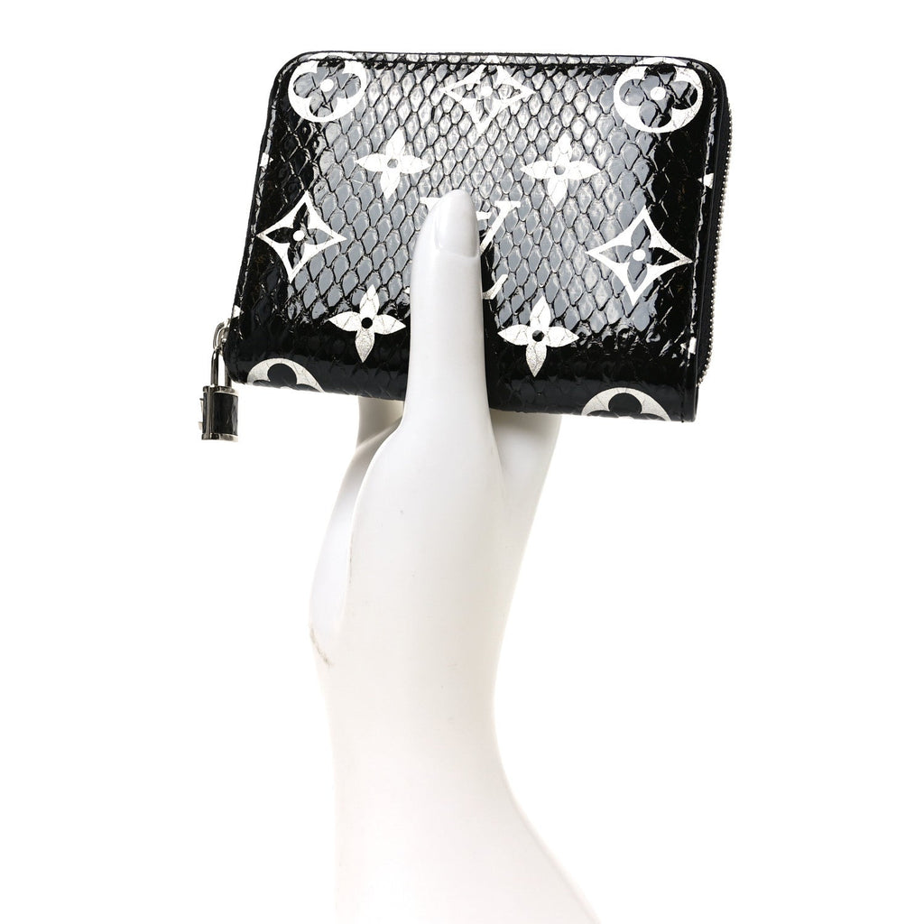 Louis Vuitton Snakeskin Monogram Zippy Padlock Coin Purse Black