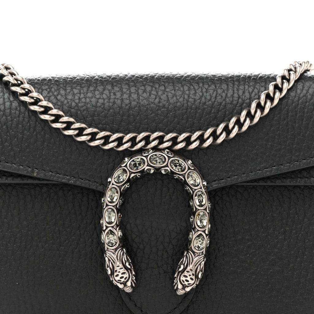 Gucci Dollar Calfskin Crystal Super Mini Dionysus Shoulder Bag Black