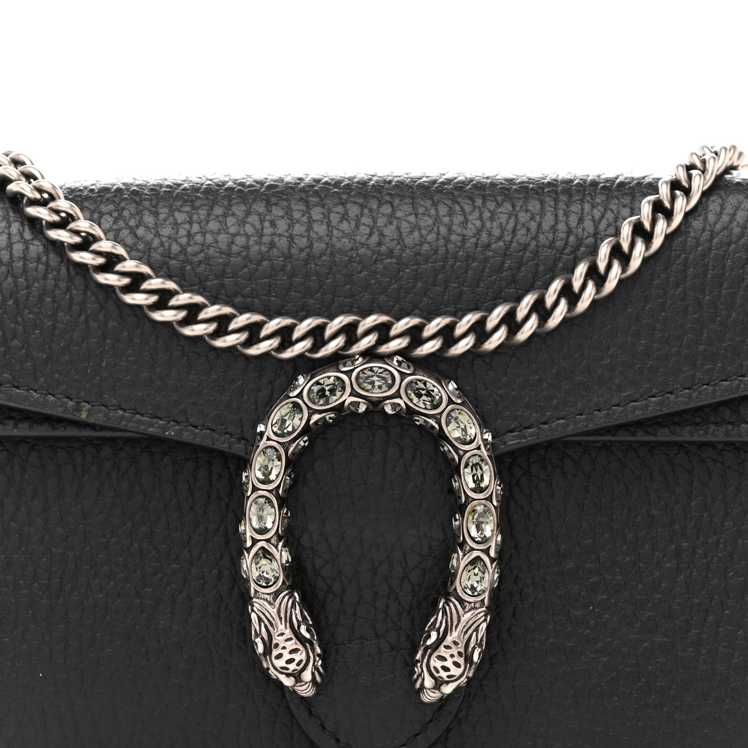 Gucci Dollar Calfskin Crystal Super Mini Dionysus Shoulder Bag Black