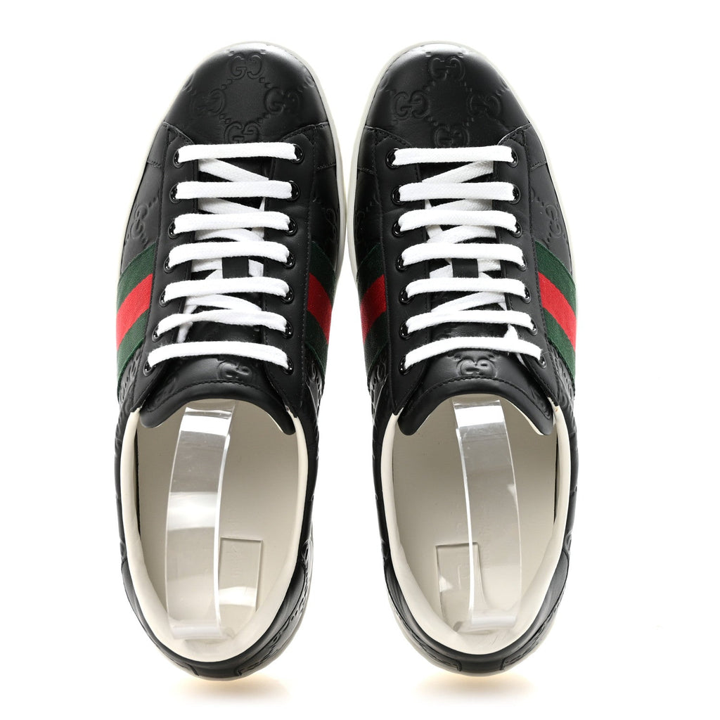 Gucci Guccissima Signature Web Mens Ace Sneakers 8.5 Black