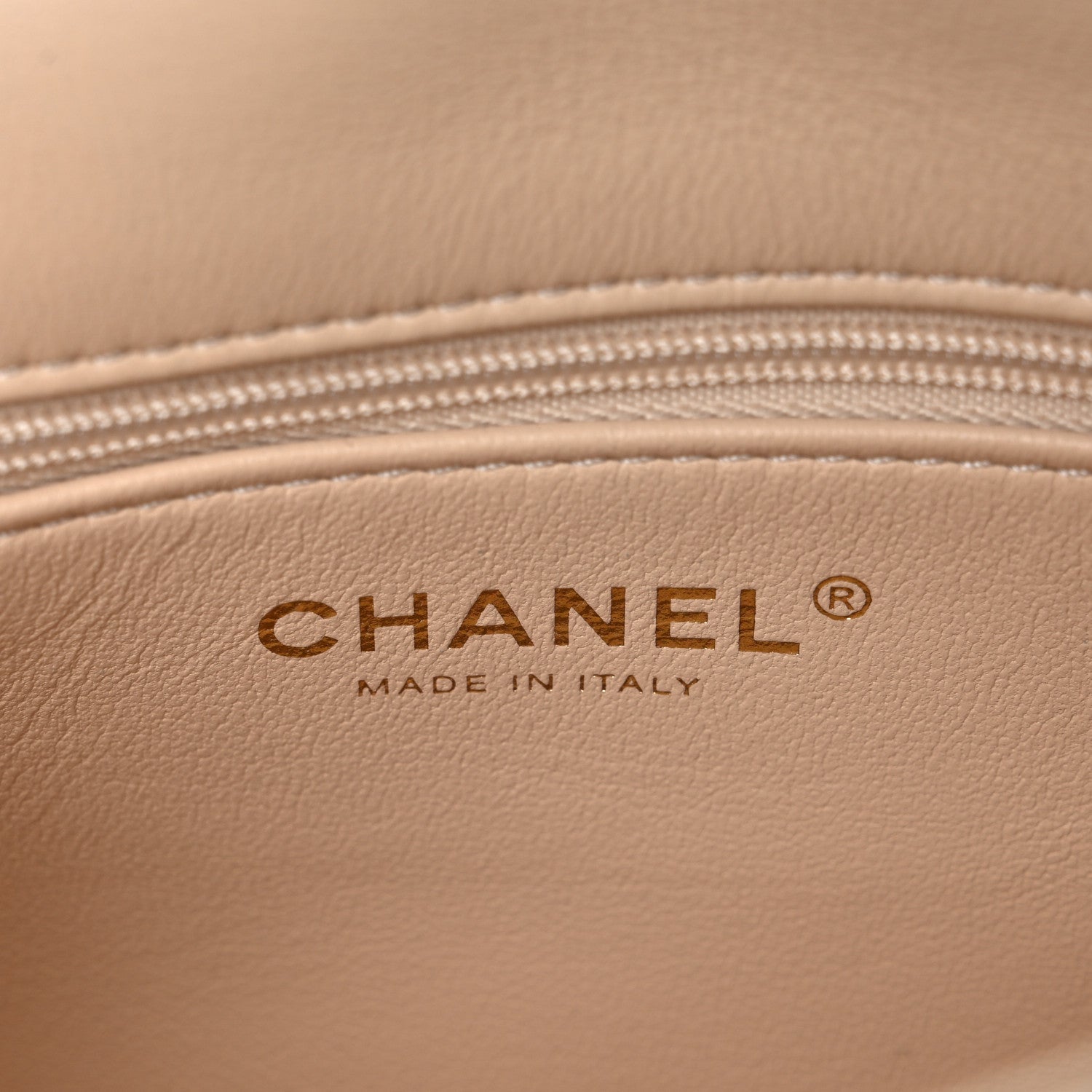 Chanel Lambskin Quilted Metal Enamel Chain Top Handle Square Flap Beige