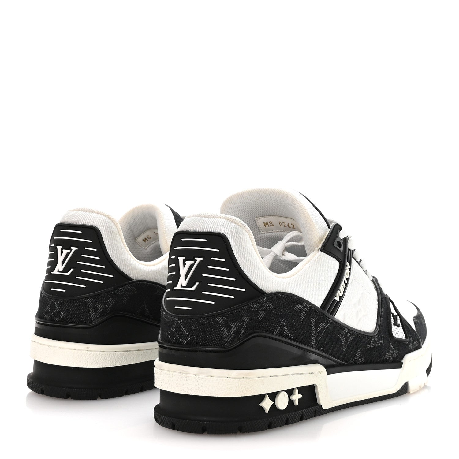 Louis Vuitton Calfskin Monogram Denim Mens LV Trainer Sneakers 8.5 Black