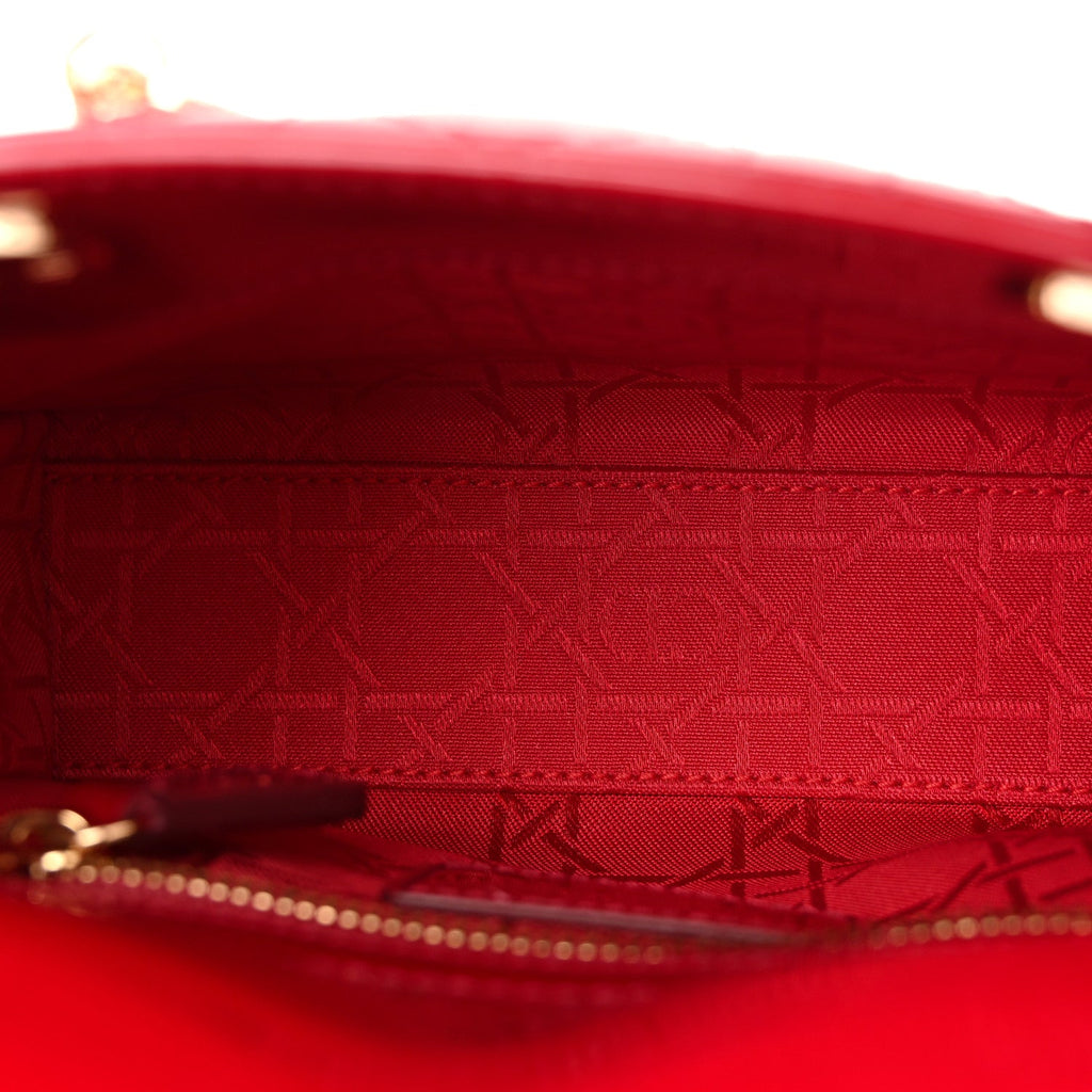 Christian Dior Patent Cannage Mini Lady Dior Red