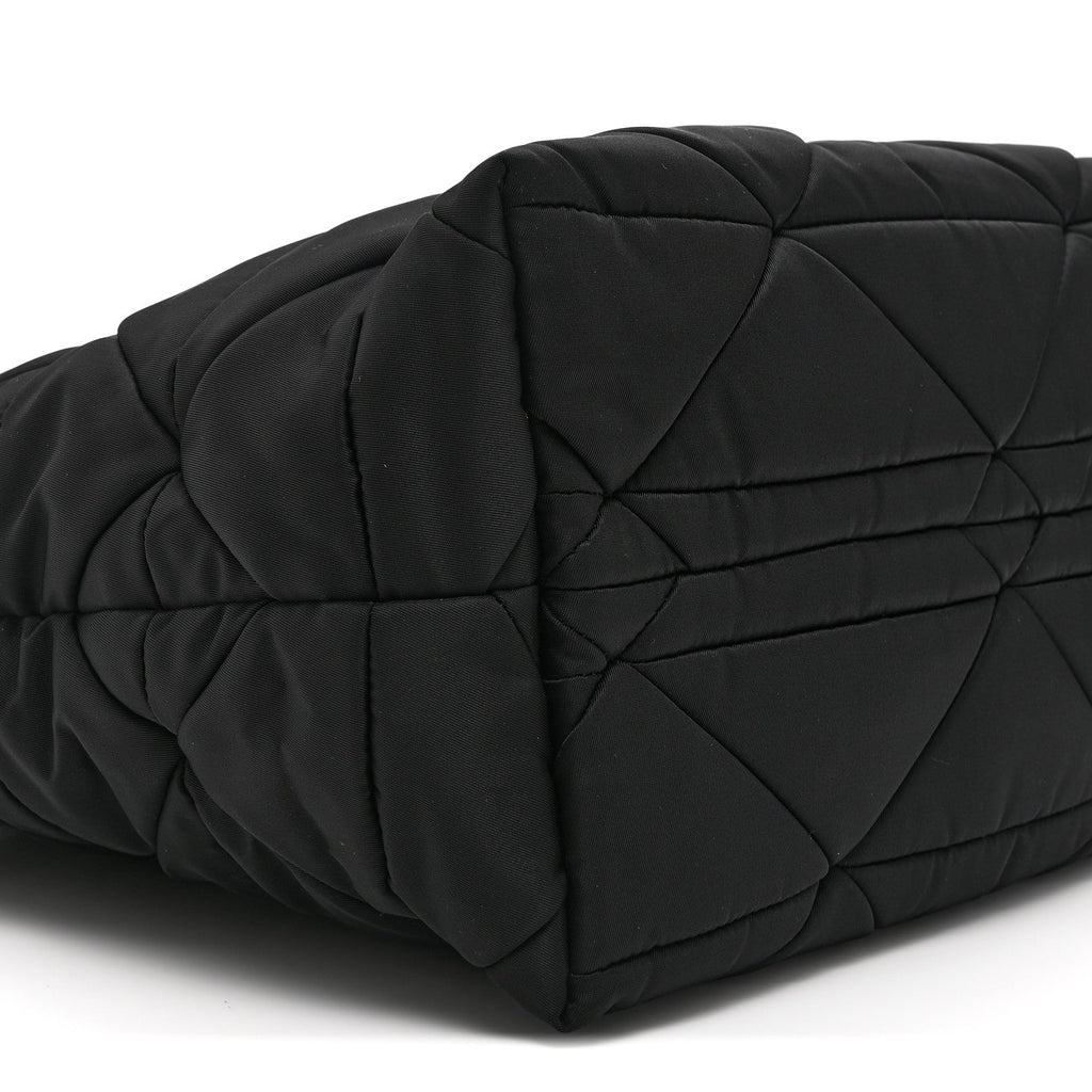 Prada Re-Nylon Nappa Triangle Quilted Padded Small Double Handled Zip Tote Black