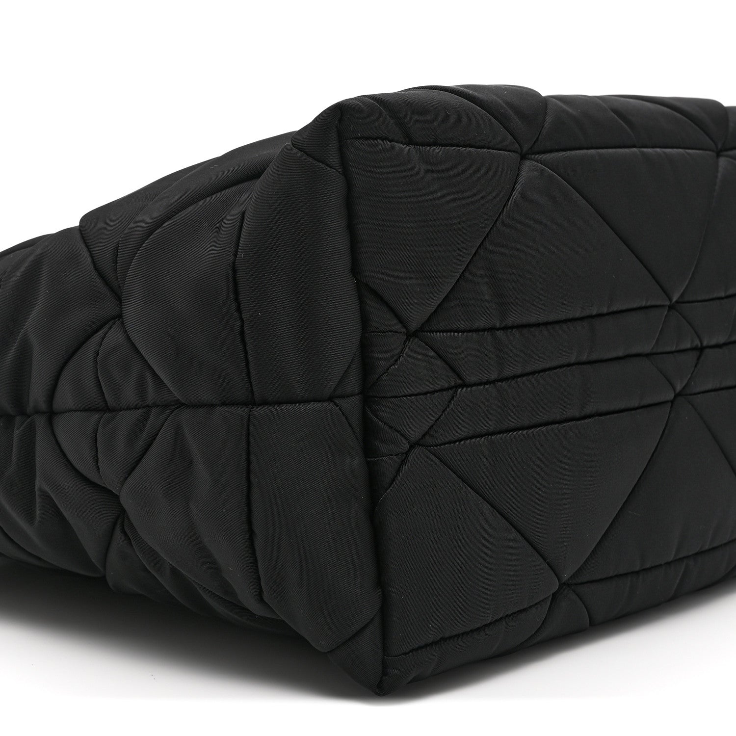 Prada Re-Nylon Nappa Triangle Quilted Padded Small Double Handled Zip Tote Black