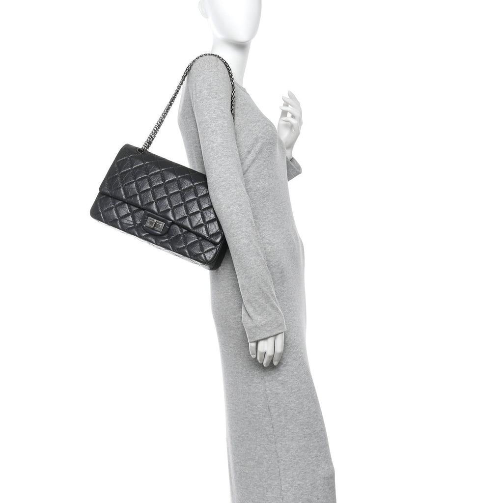 Chanel Aged Calfskin Quilted 2.55 Reissue 227 Flap Dark Grey