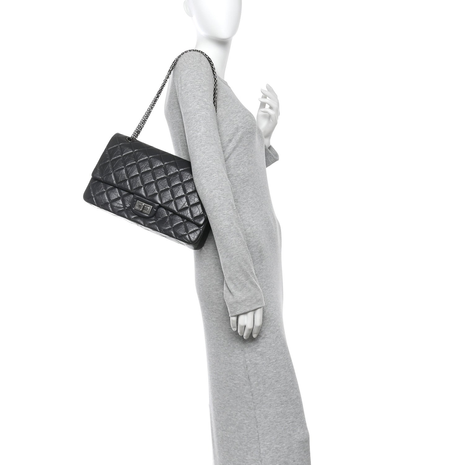 Chanel Aged Calfskin Quilted 2.55 Reissue 227 Flap Dark Grey
