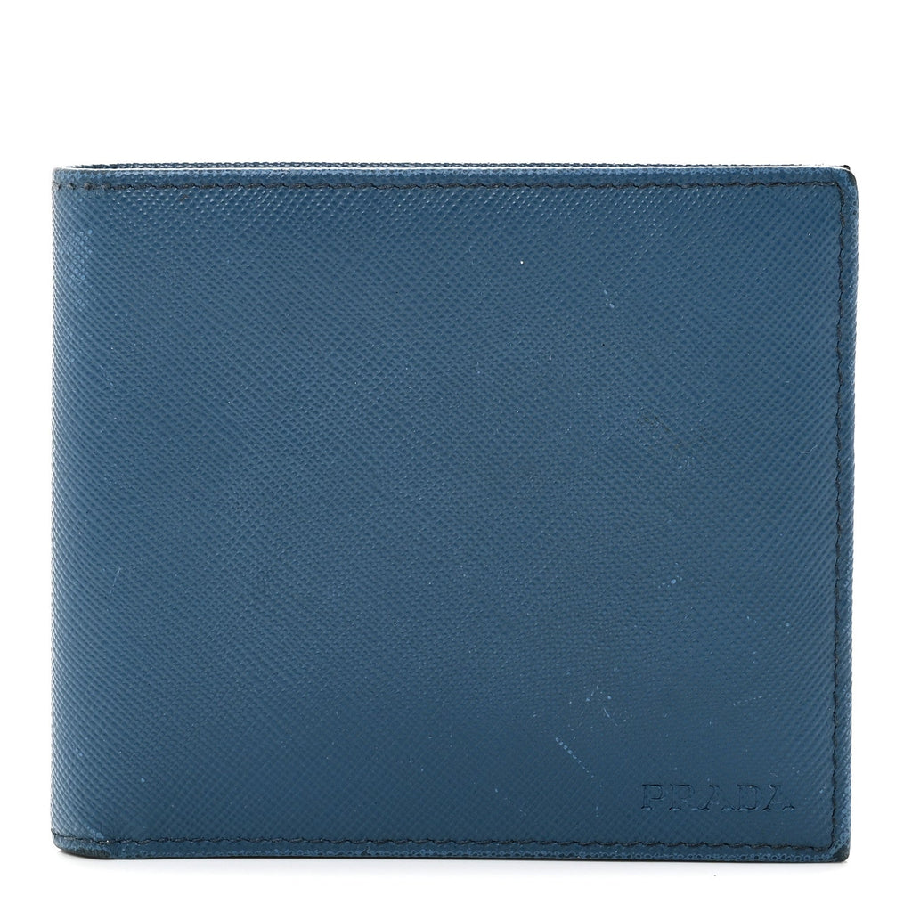Prada Saffiano Bi-Fold Wallet Cobalto