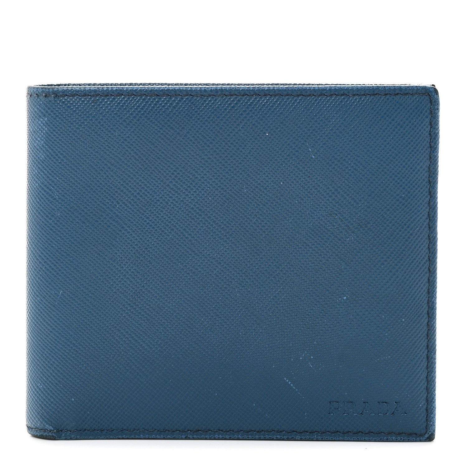 Prada Saffiano Bi-Fold Wallet Cobalto