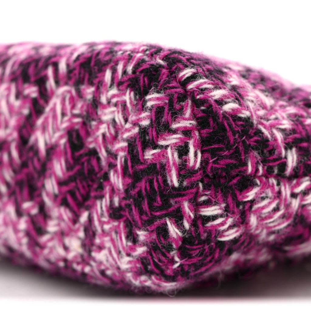 Chanel Tweed Quilted Mini Clutch With Chain Purple
