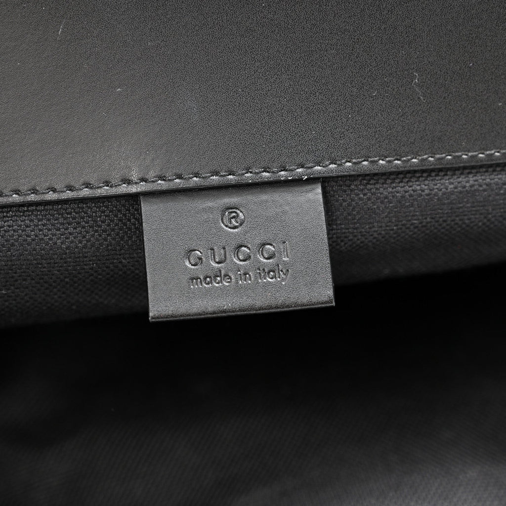 Gucci Soft GG Supreme Monogram Calfskin Web Double Buckle Backpack Black