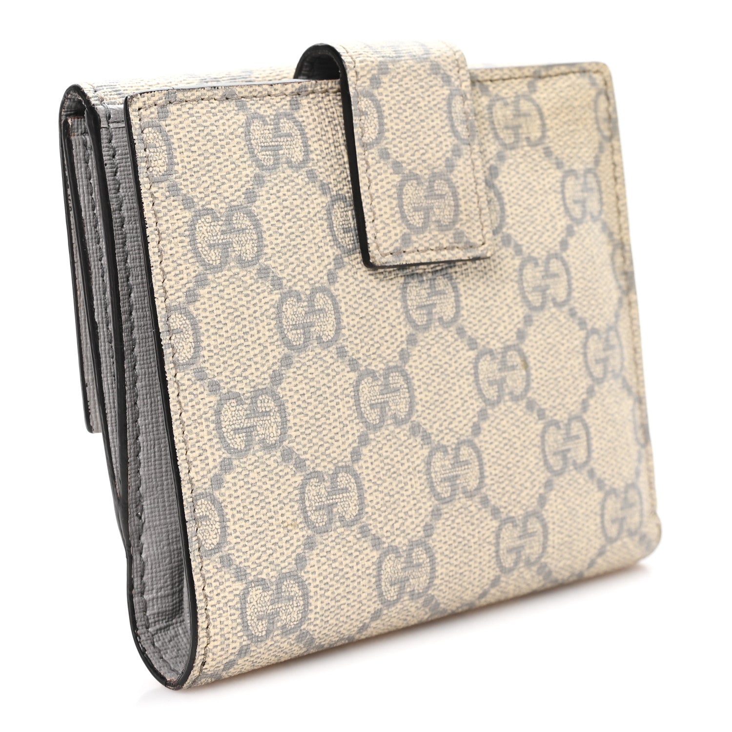 Gucci GG Supreme Monogram GG Pierce French Flap Wallet Ecru Grigio