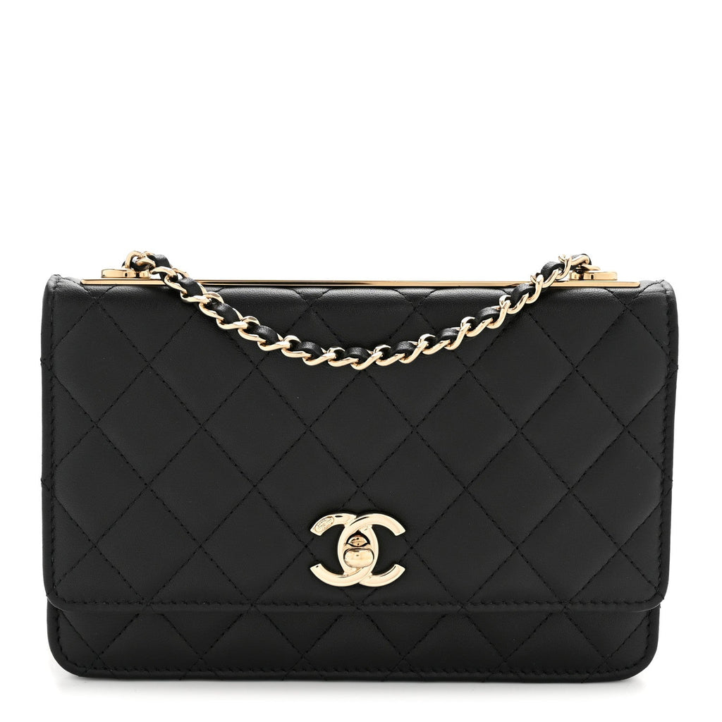 Chanel Lambskin Quilted Trendy CC Wallet On Chain WOC Black