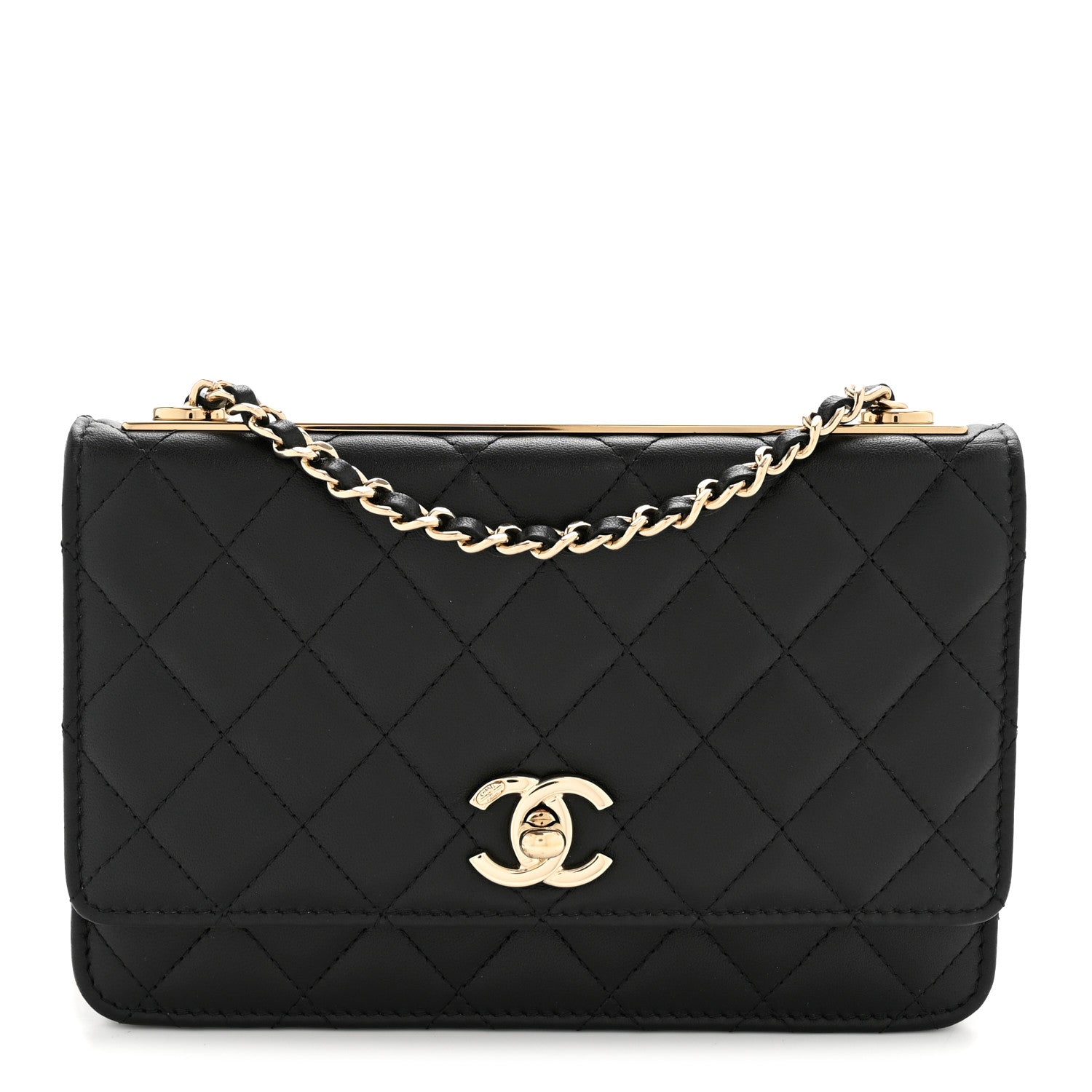 Chanel Lambskin Quilted Trendy CC Wallet On Chain WOC Black