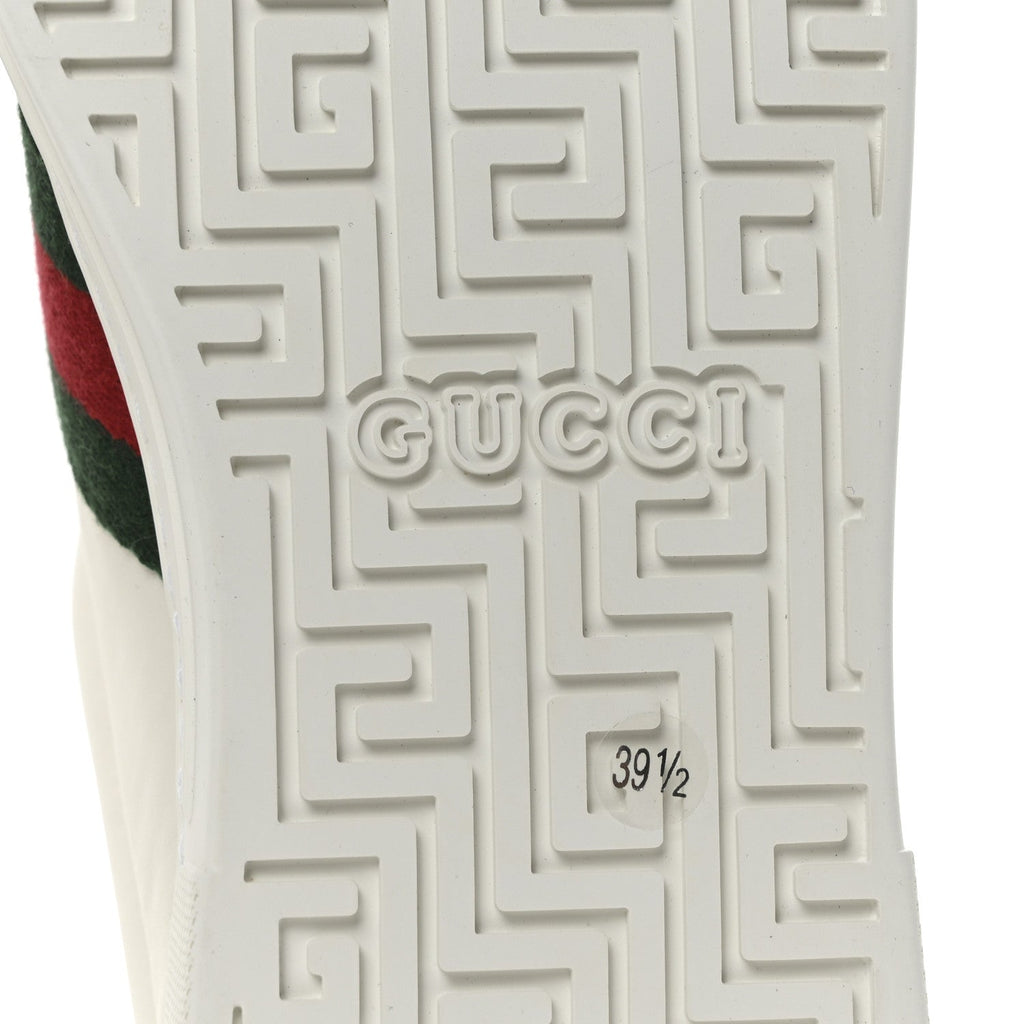 Gucci Calfskin Crocodile Web Womens Ace Sneakers 39.5 White Green