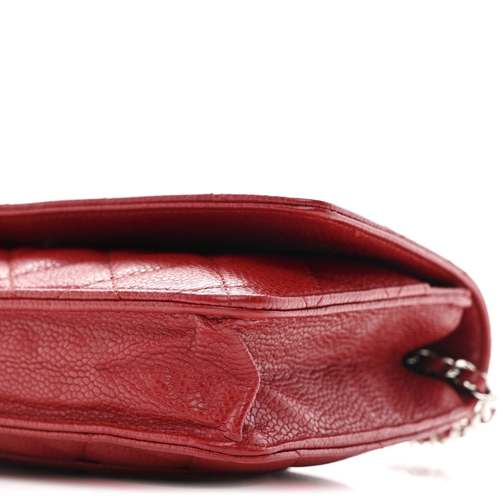 Chanel Caviar Quilted Wallet on Chain WOC Red