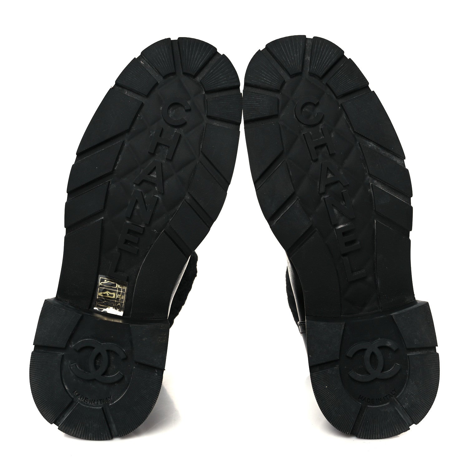 Calfskin Knit CC Short Boots 38 Black