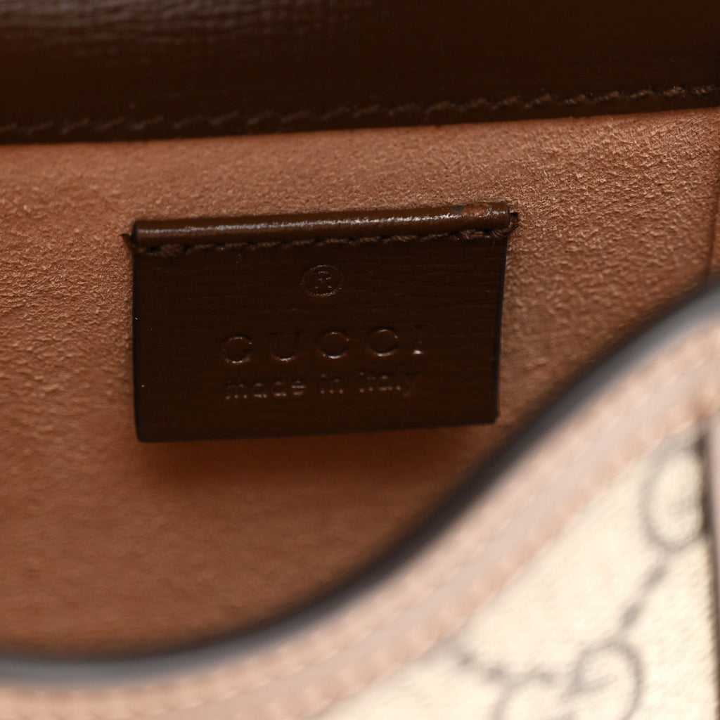 Gucci GG Supreme Monogram Mini Horsebit 1955 Crossbody Bag Beige Brown Sugar