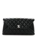Chanel Lambskin Quilted Fold Up Again Clutch Black