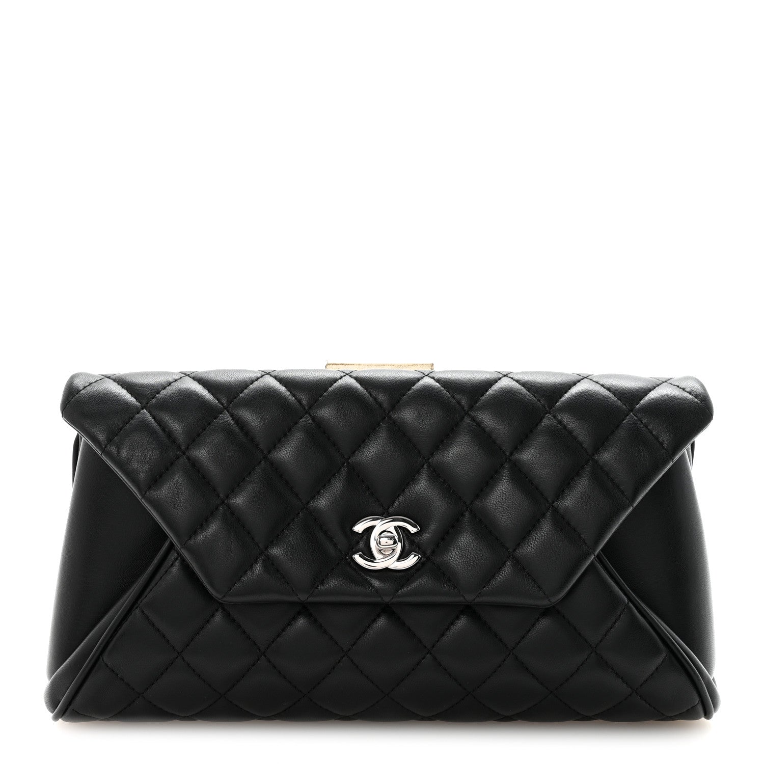 Chanel Lambskin Quilted Fold Up Again Clutch Black