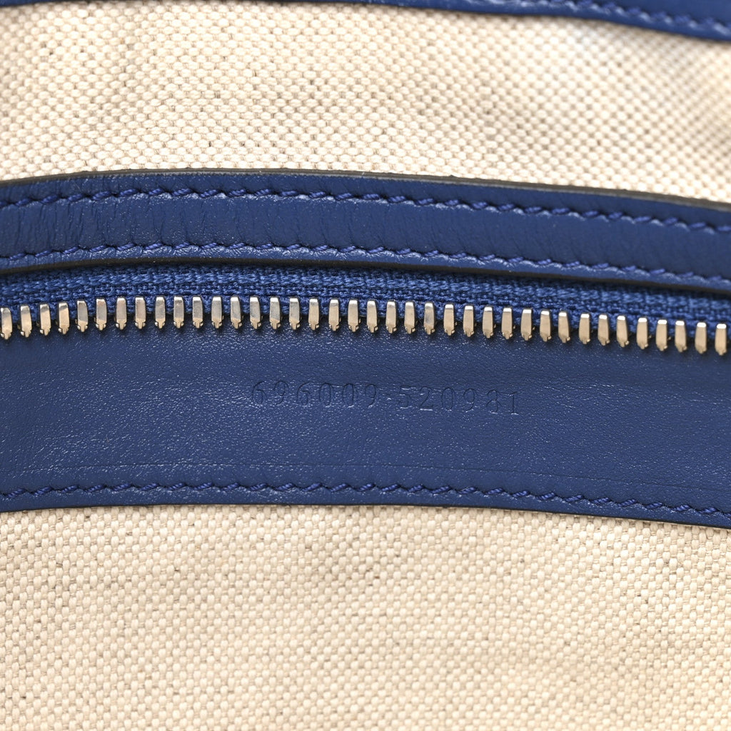 Gucci Calfskin GG Tennis Embossed Medium Wristlet Messenger Bag Intense Metal Blue