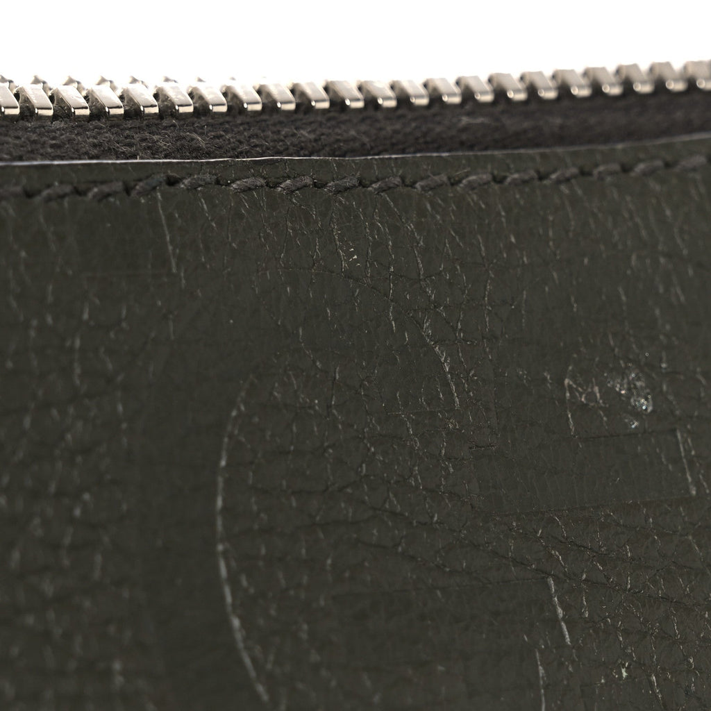 Gucci Piuma Calfskin Jumbo GG Embossed Medium Wristlet Messenger Bag Green