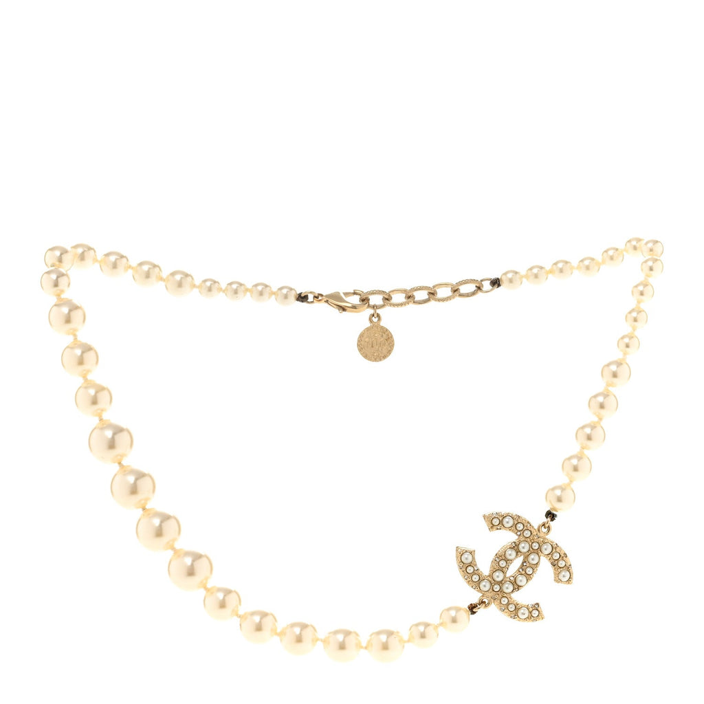 Pearl CC 100th Anniversary Necklace Light Gold