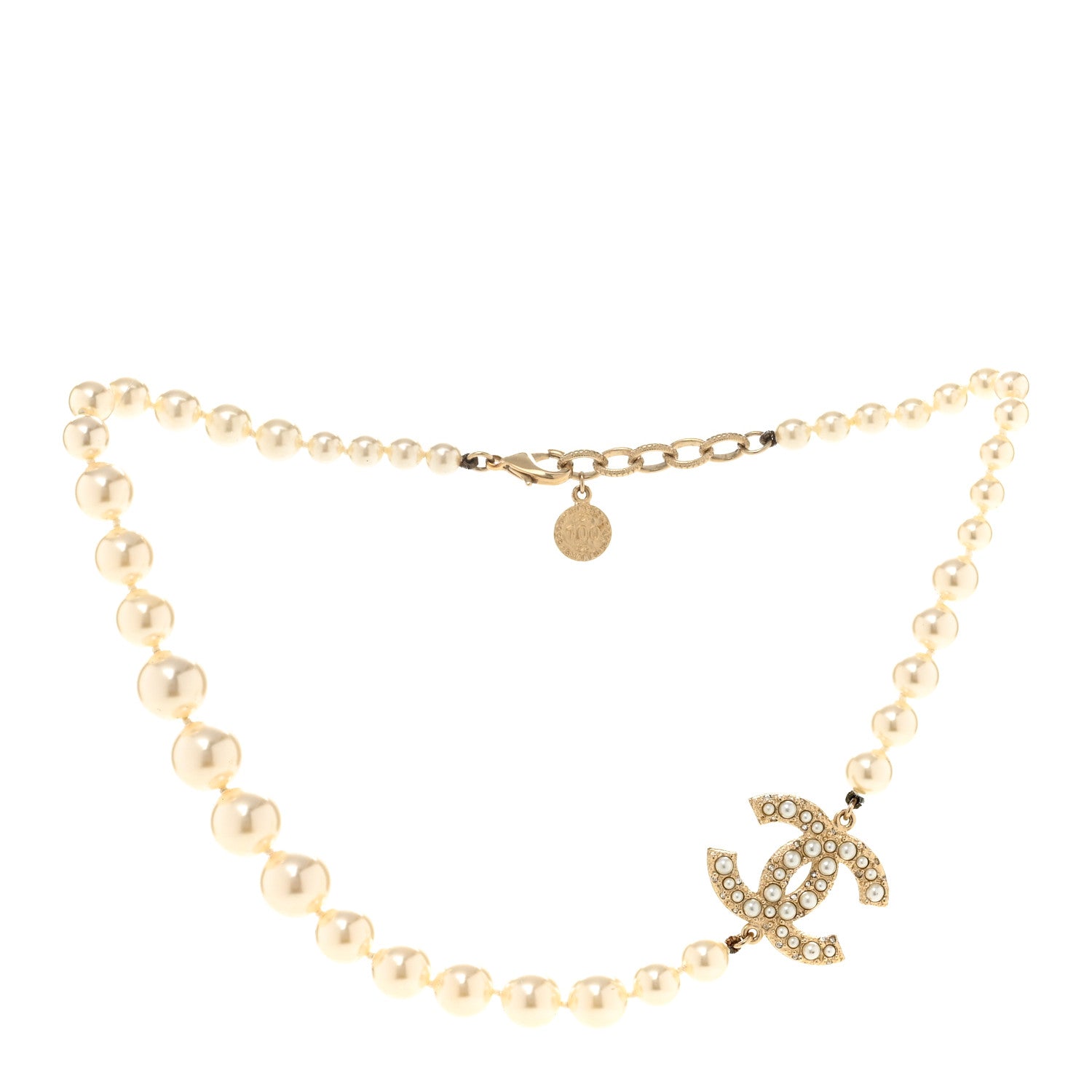 Pearl CC 100th Anniversary Necklace Light Gold