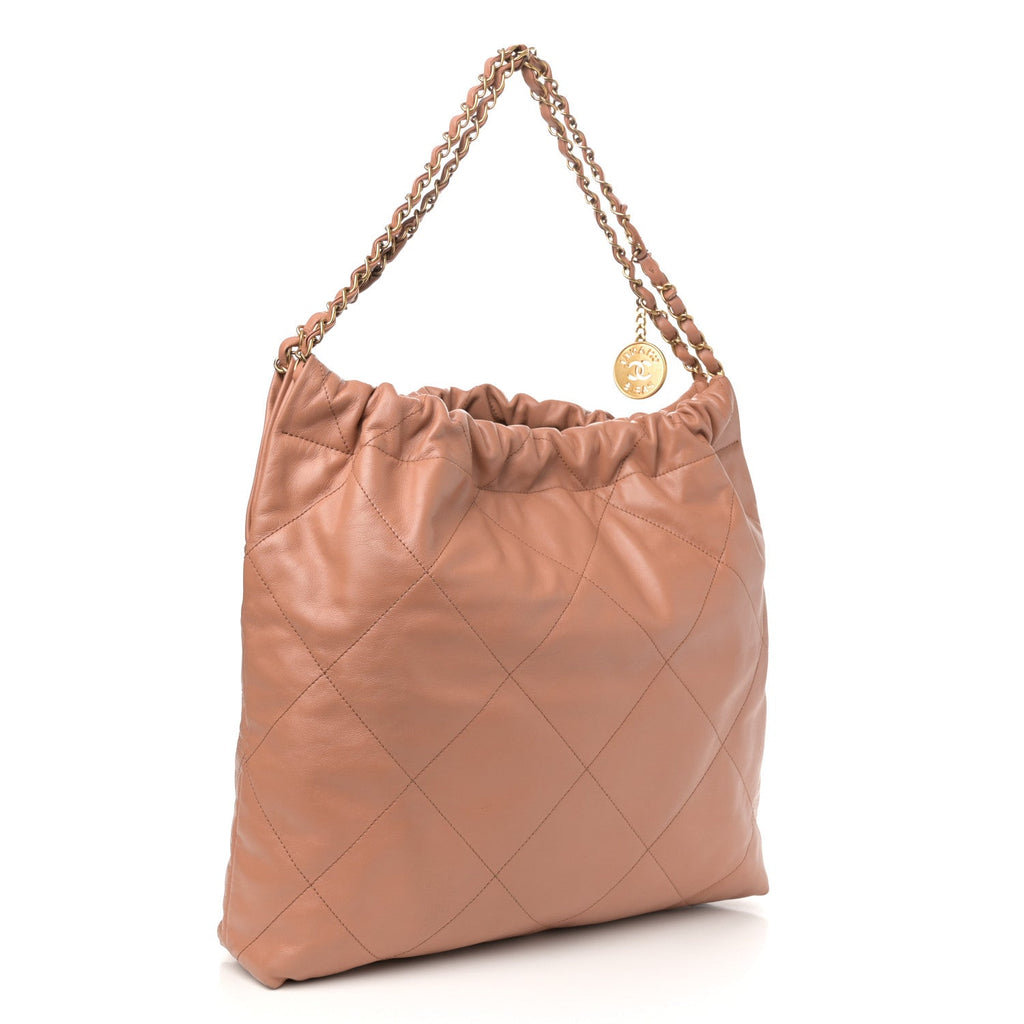 Chanel Shiny Calfskin Quilted Chanel 22 Brown