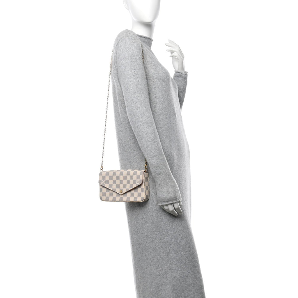 Louis Vuitton Damier Azur Pochette Felicie Chain Wallet Rose Ballerine