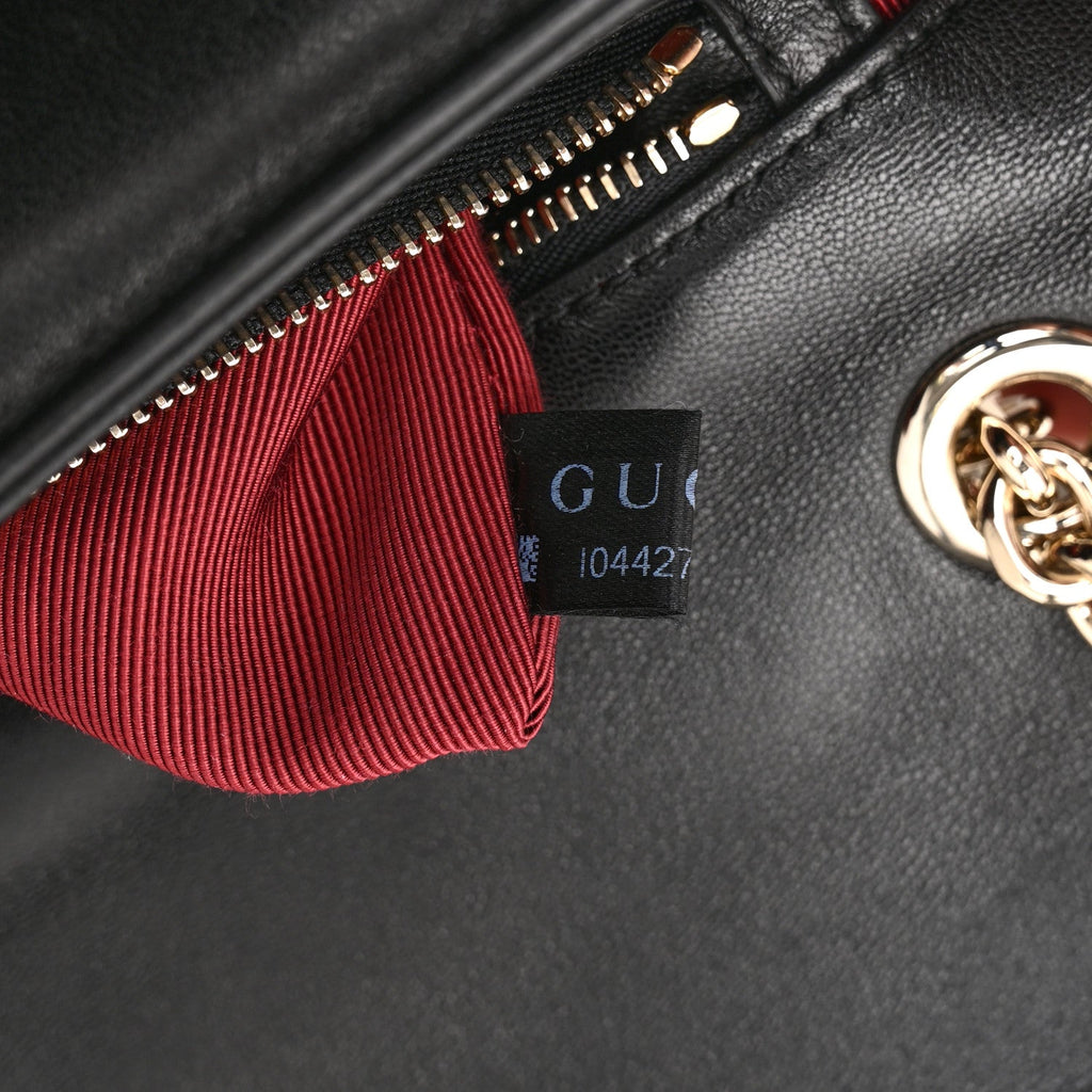 Gucci Lambskin Matelasse Medium GG Marmont Shoulder Bag Black