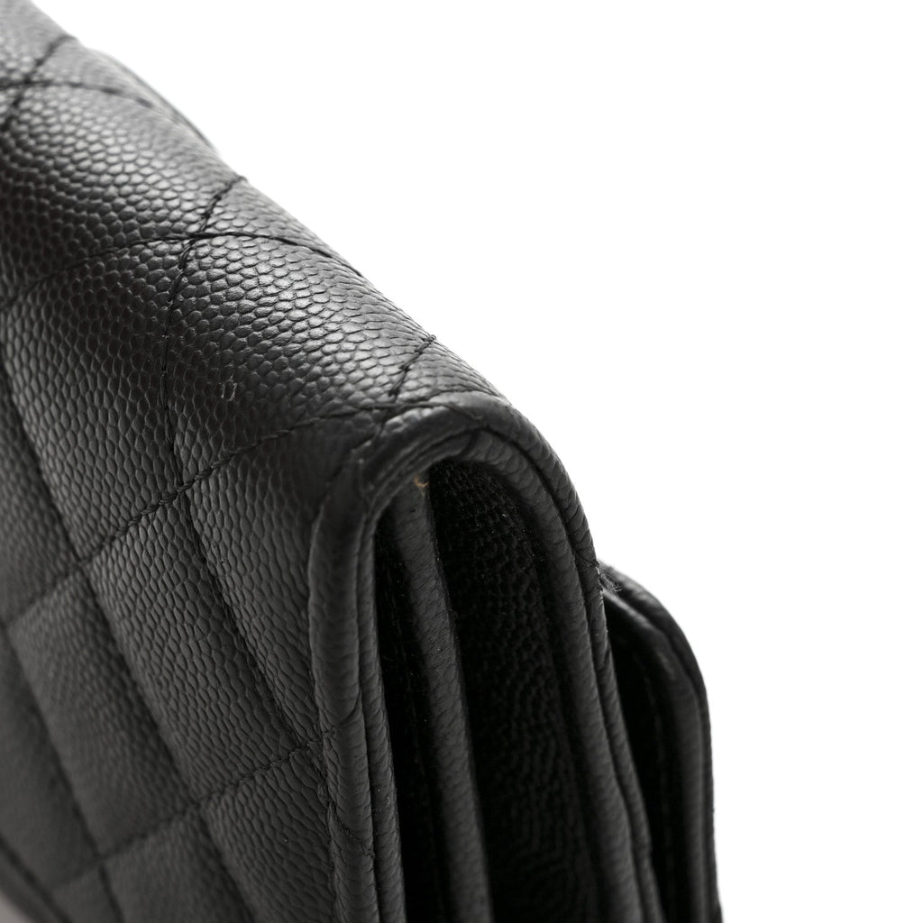 Caviar Quilted Medium Flap Wallet Black