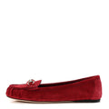 Gucci Suede Micro GG Horsebit Womens Kensington Moccasin Loafers 37 Rosso Ancora