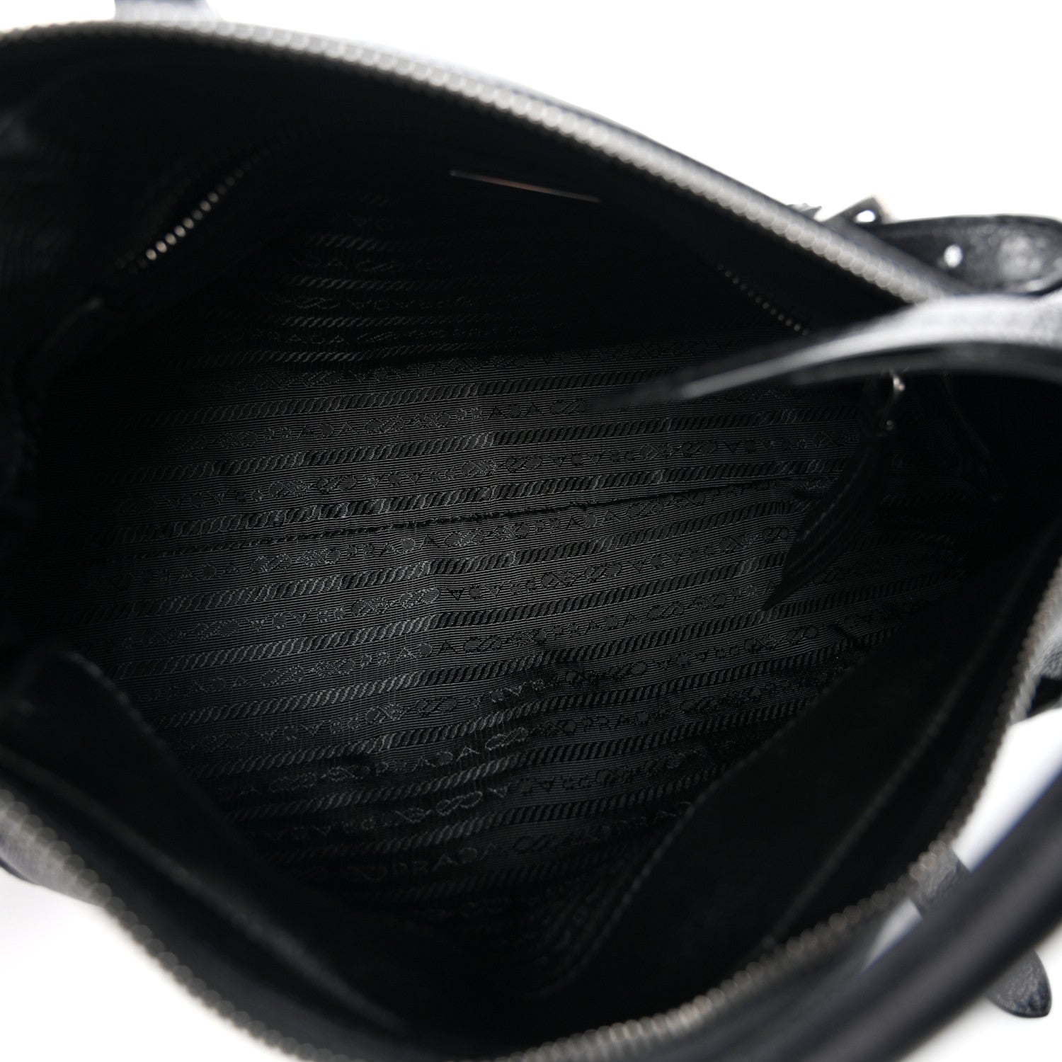 Prada Antiqued Calfskin Triangle Medium Bonnie Shoulder Bag Black