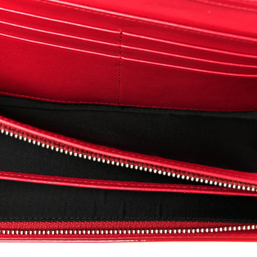 Christian Dior Patent Cannage Lady Dior Rendezvous Wallet On Chain Red
