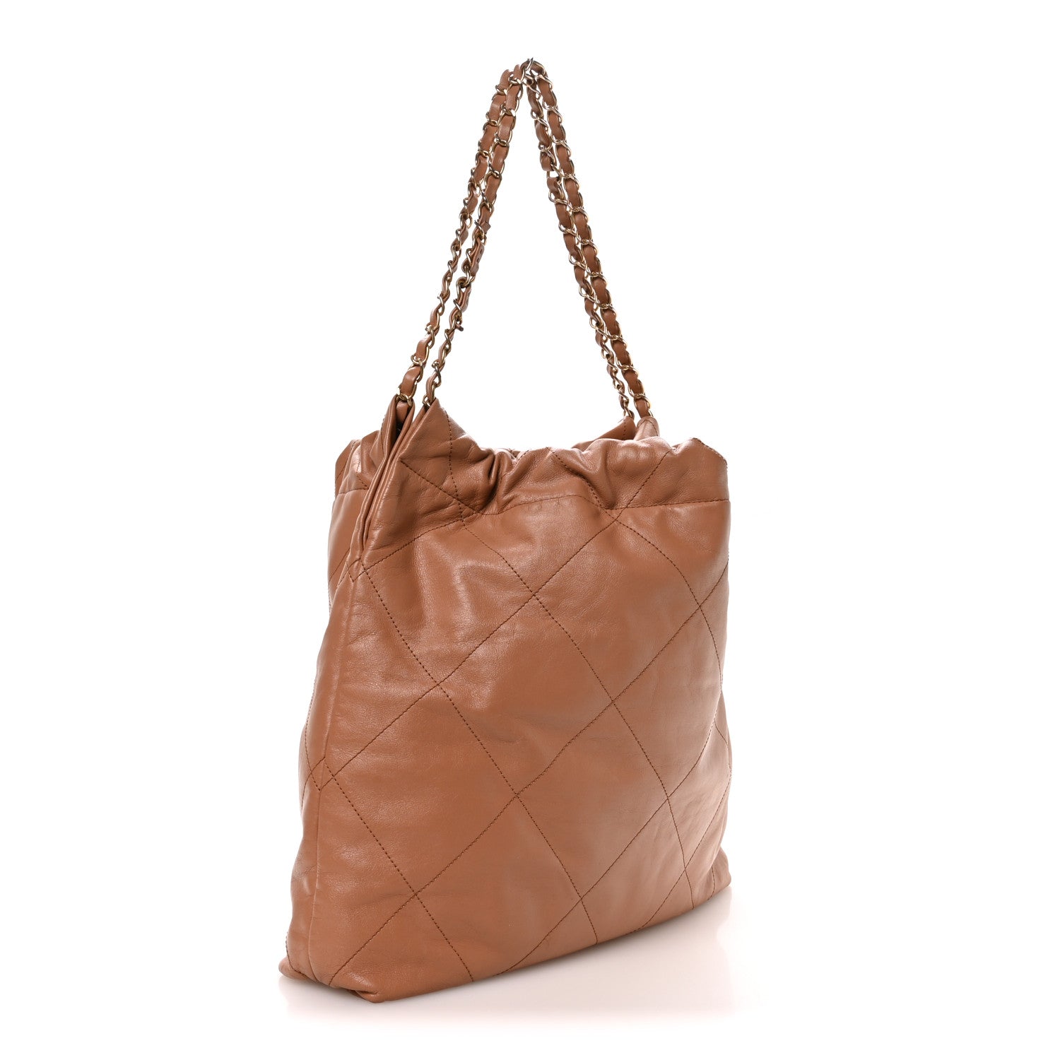 Chanel Shiny Calfskin Quilted Chanel 22 Camel