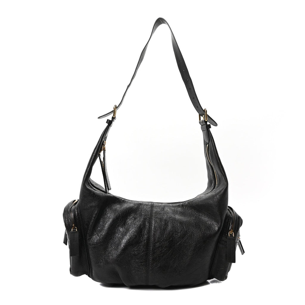 Christian Dior Crinkled Calfskin Large Grand Tour Multipocket Bag Black