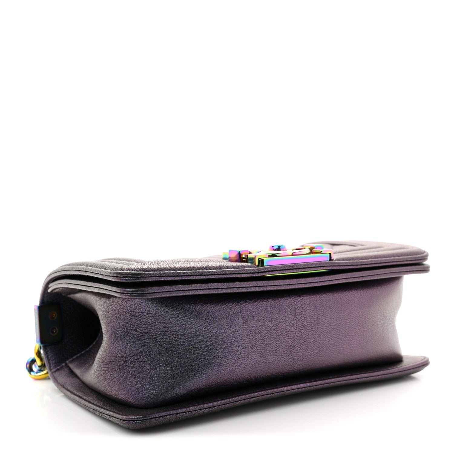 Chanel Iridescent Goatskin Quilted Small Boy Flap Purple