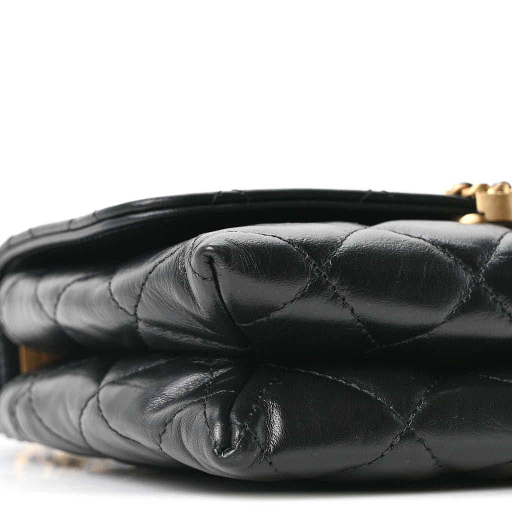 Chanel Lambskin Quilted Chanel 19 Chain Flap Wallet Black