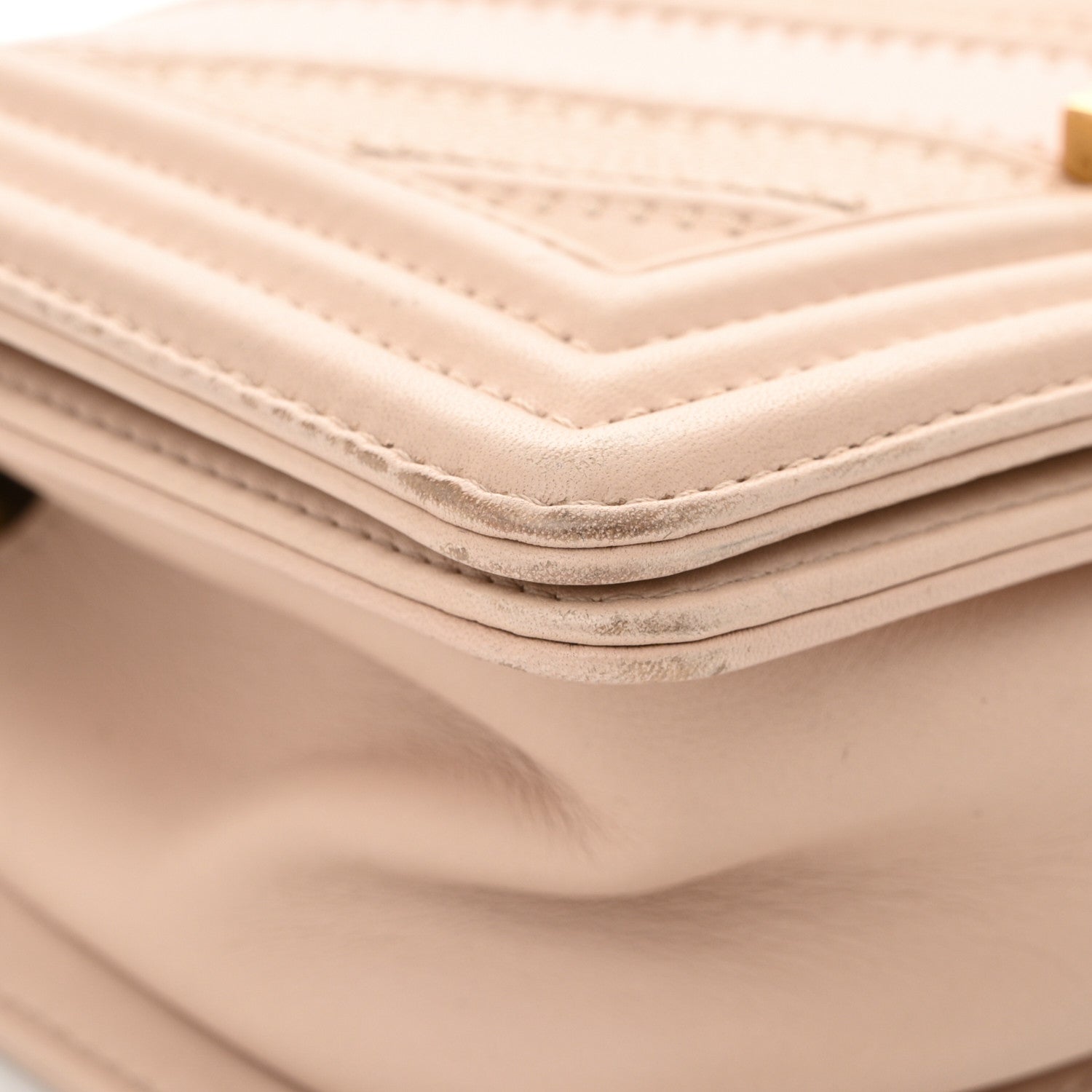 Chanel Caviar Suede Calfskin Chevron Quilted Small Boy Flap Light Pink