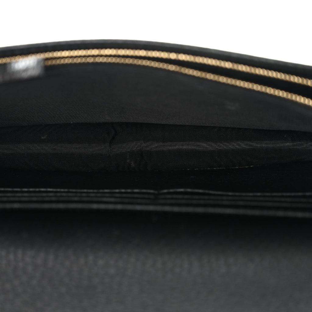 Gucci Calfskin Mini GG Marmont Chain Wallet Black