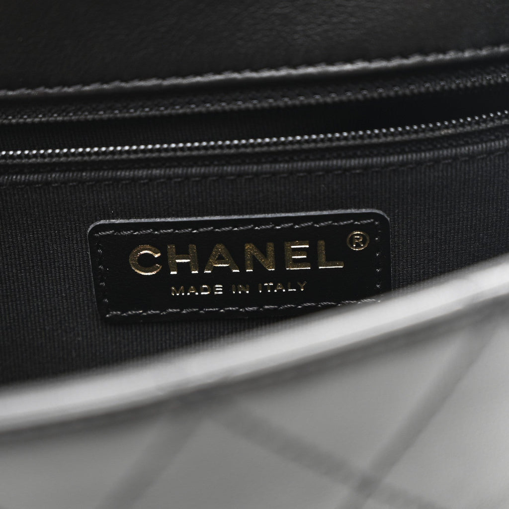 Chanel Calfskin Stitched Chain Flap Black
