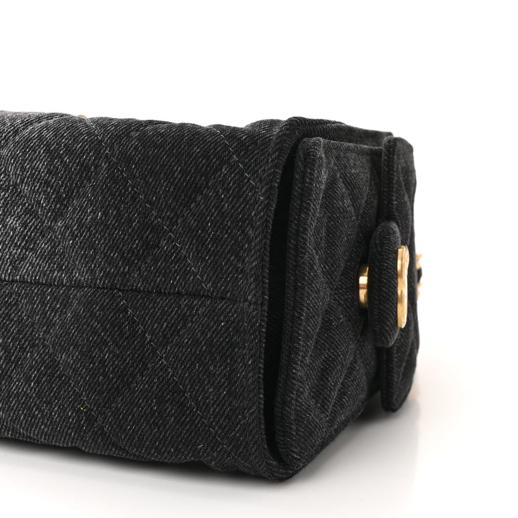 Chanel Washed Denim Quilted Mini Chanel 25 Handbag Black