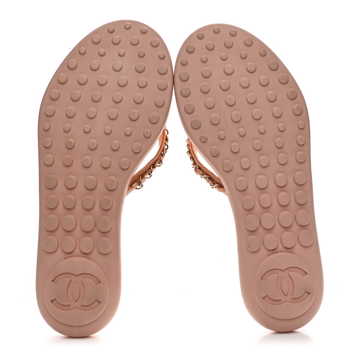 Lambskin Terry Cloth CC Chain Thong Sandals 37 Pink