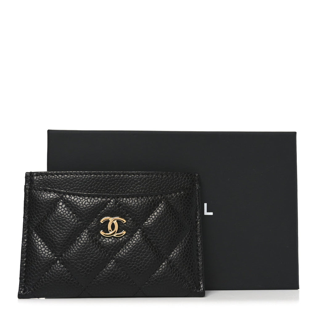 Caviar Quilted Card Holder Black