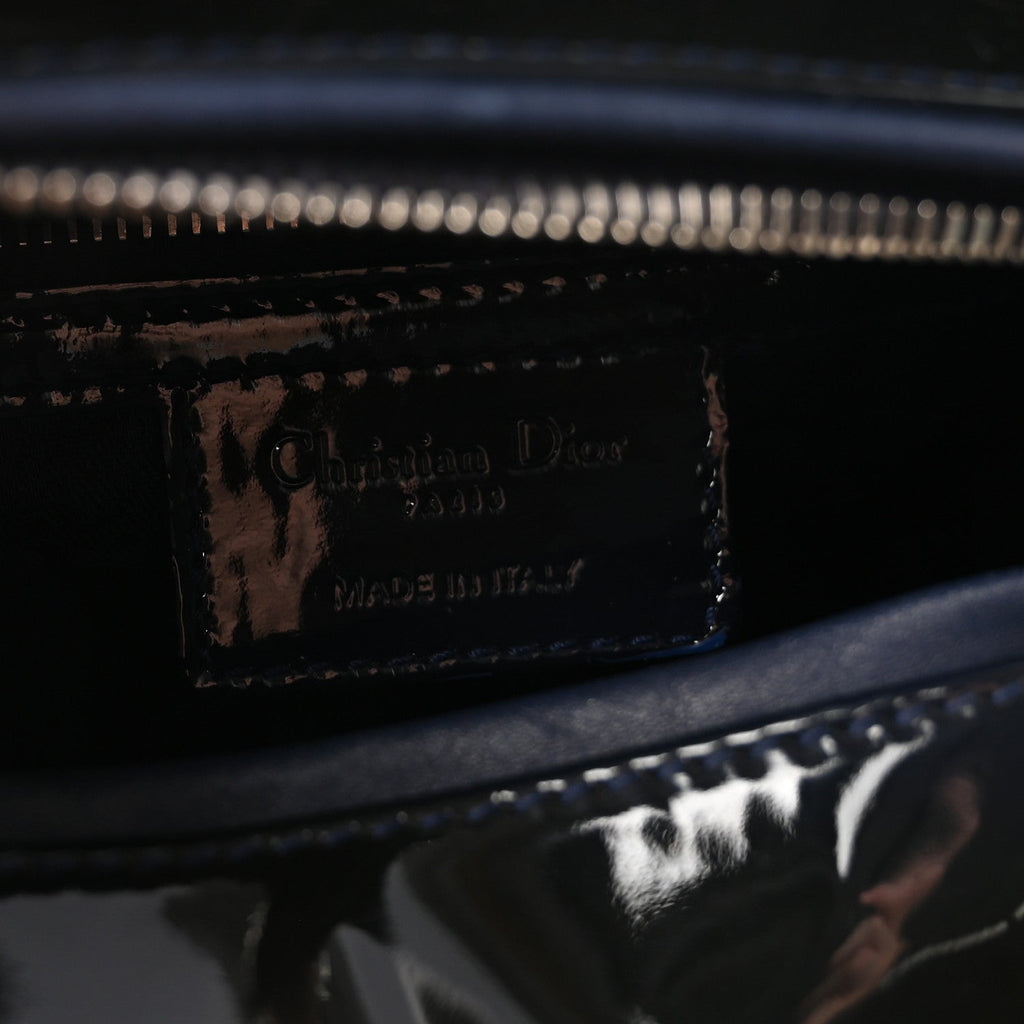 Christian Dior Patent Cannage Medium Lady Dior Navy Blue