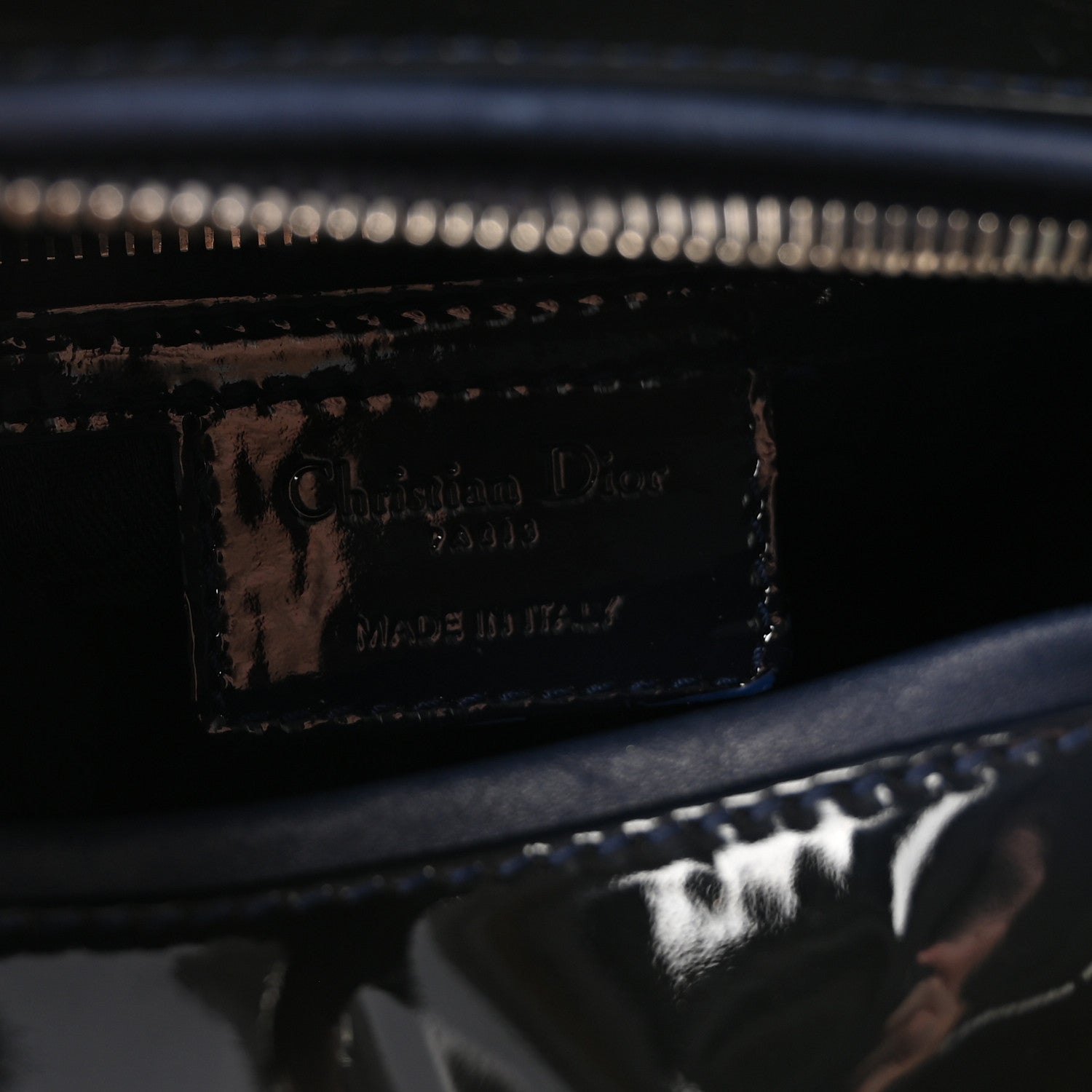 Christian Dior Patent Cannage Medium Lady Dior Navy Blue