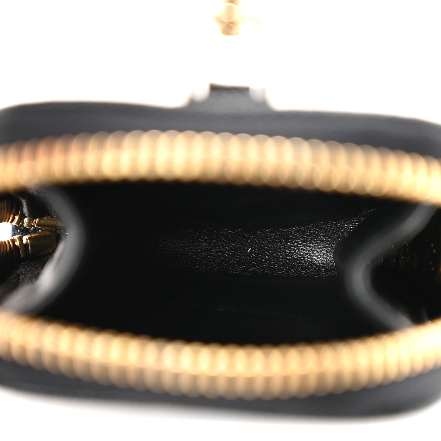 Prada Saffiano Triangle Zip Around Mini Pouch Black